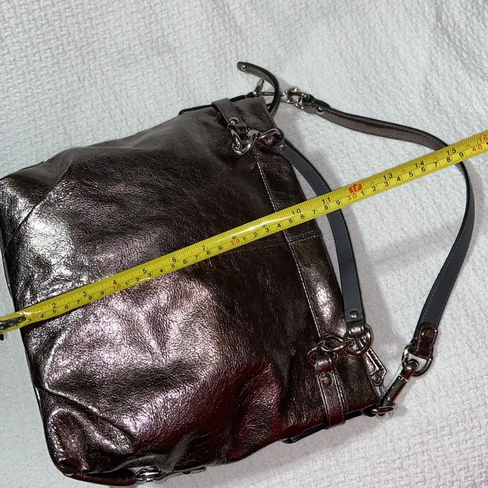 Like new COACH F17165 BROOKE PEWTER METALLIC HOBO/SATCHEL BAG - REMOVABLE STRAPS